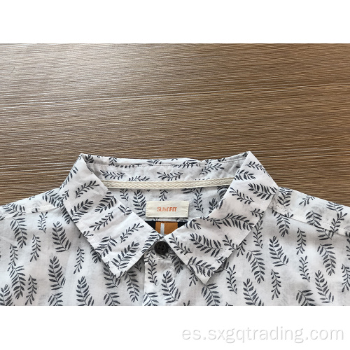 Camisa de manga corta con estampado 100% algodón para hombre